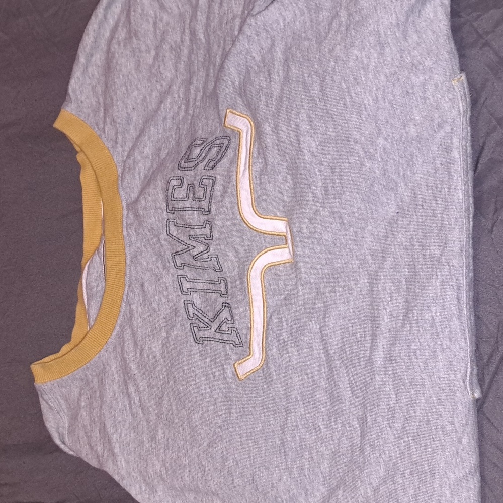 Kimes Ranch Women’s Heather Gray and Yellow Crewneck Sweater